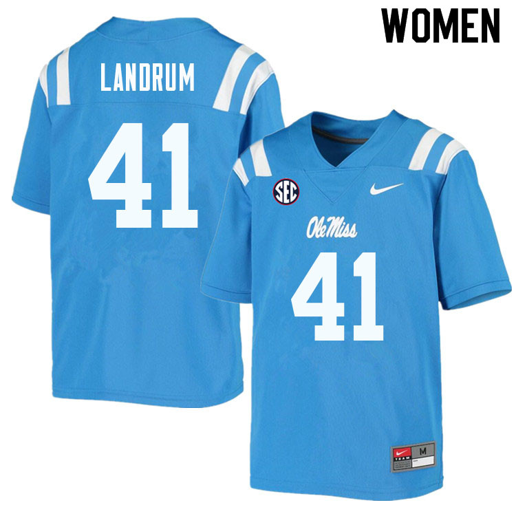 Solomon Landrum Ole Miss Rebels NCAA Women's Powder Blue #41 Stitched Limited College Football Jersey YVI1258ZE
